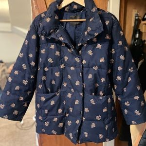 Corduroy Crop Puffer Jacket in Brittanica Blockprint